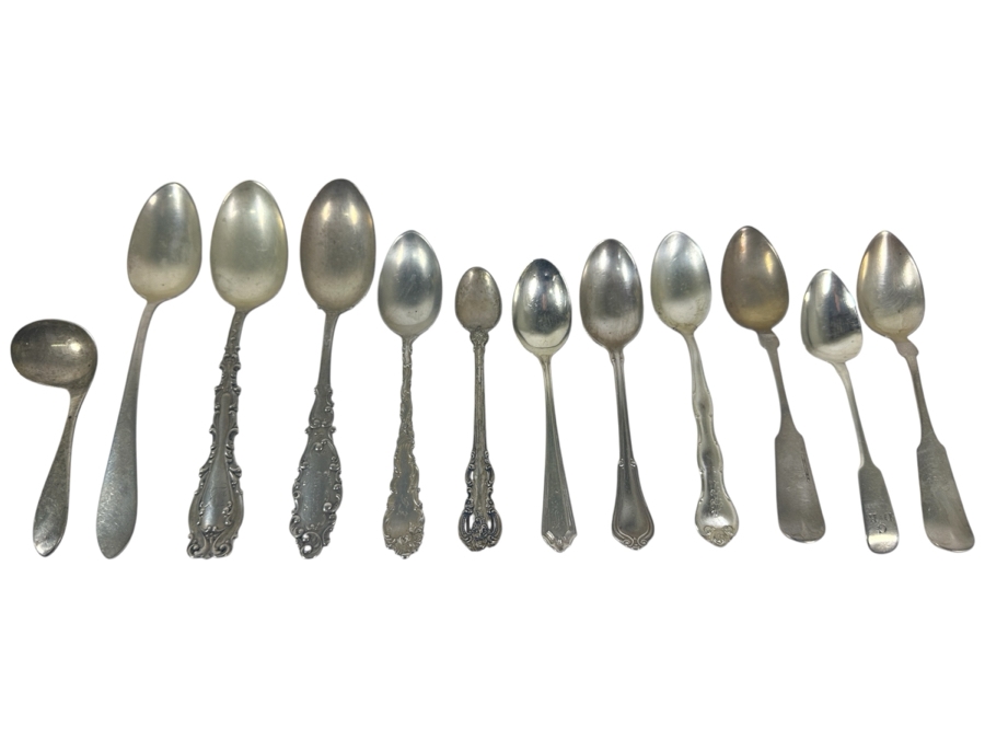 Collection Of Twelve Vintage Sterling Silver Spoons 287g - Sterling Silver Melt Value = $282