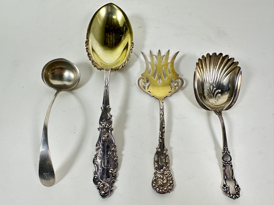 Four Vintage Sterling Silver Serving Pieces 150g - Sterling Silver Melt Value = $147 [Photo 2]