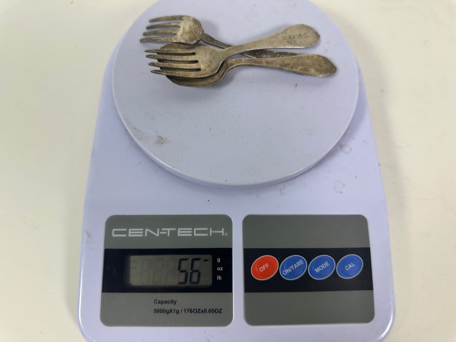 Vintage Sterling Silver Child's Pair Of Forks And Spoon 56g - Sterling Silver Melt Value = $55 [Photo 10]