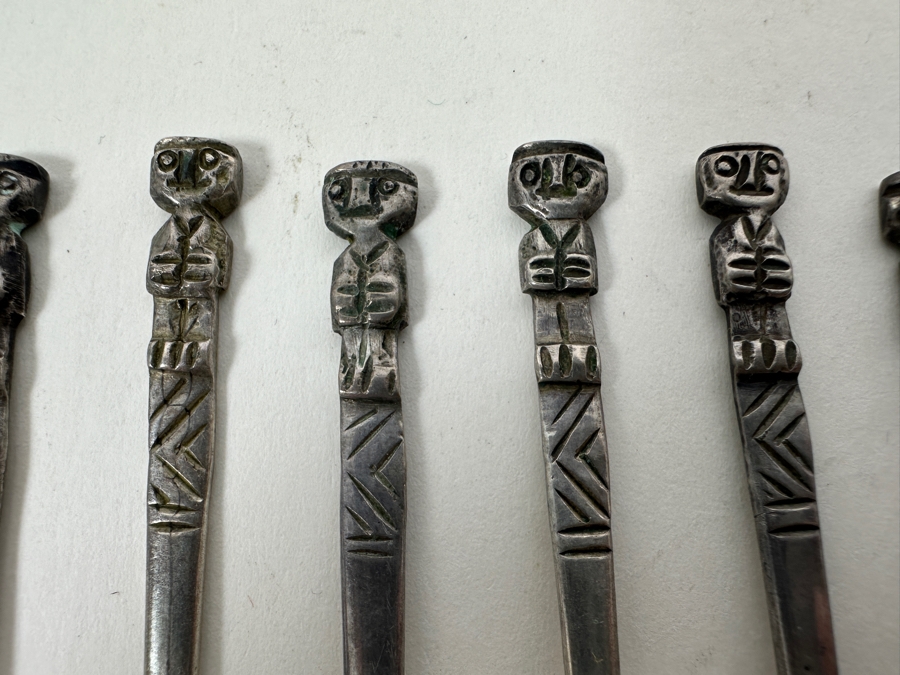 Eight .900 Silver Vintage Cocktail Forks 3.25L 43g - Sterling Silver Melt Value = $95 [Photo 4]