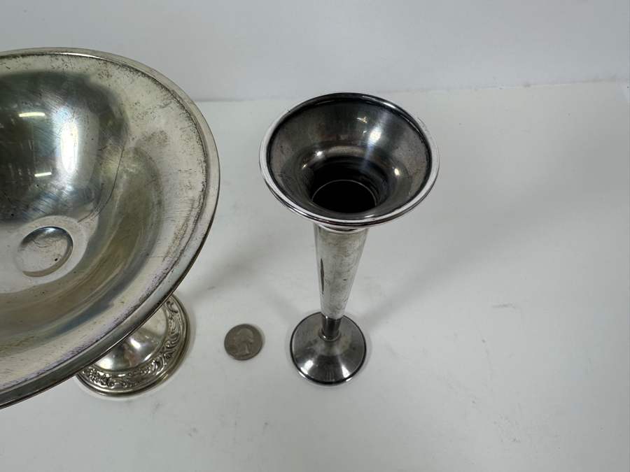 Weighted Sterling Silver Towle Compote 6H And Weighted Sterling Silver Bud Vase 7H [Photo 5]