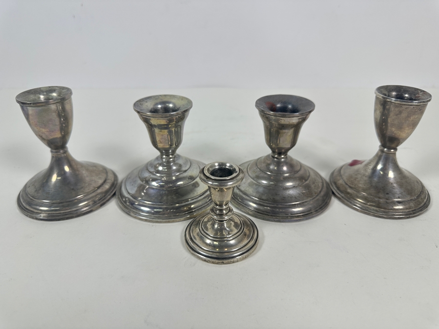 Weighted Sterling Silver Candle Holders Candlesticks [Photo 2]
