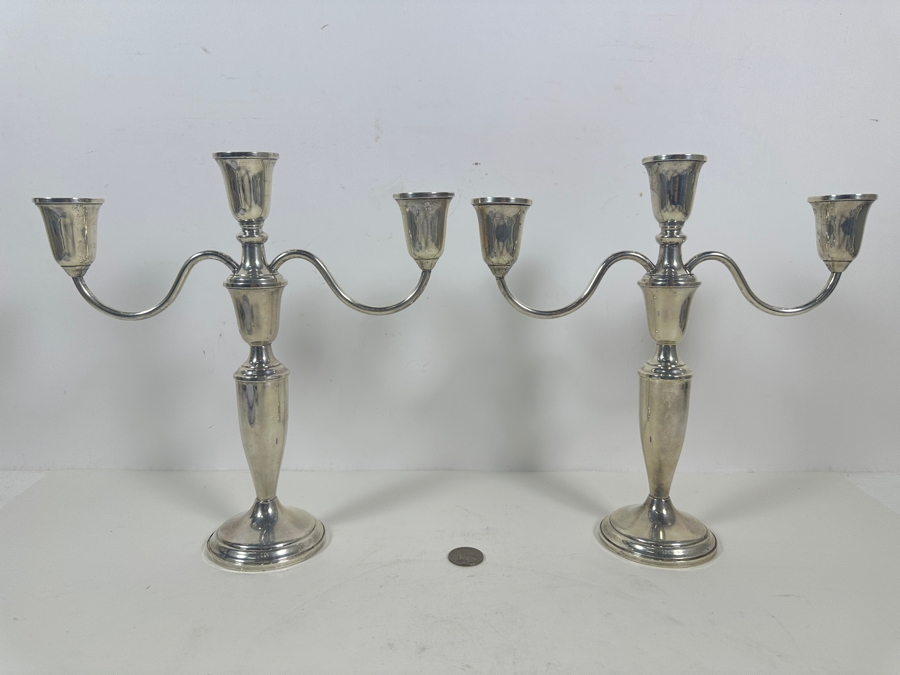 Pair Of Vintage Weighted Sterling Silver Towle Candelabras 10.5W X 10.5H [Photo 2]