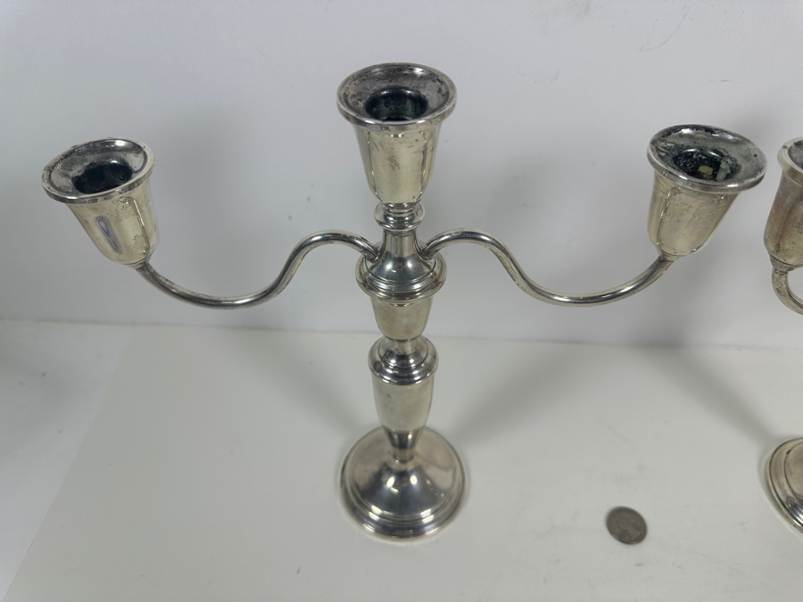 Pair Of Vintage Weighted Sterling Silver Towle Candelabras 10.5W X 10.5H [Photo 4]