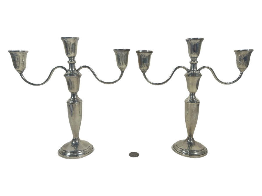Pair Of Vintage Weighted Sterling Silver Towle Candelabras 10.5W X 10.5H