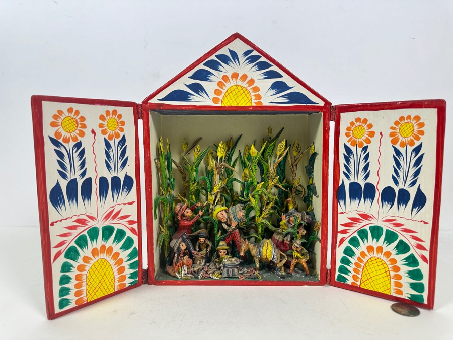 Nicario Jimenez Quispe (B. 1957, Peruvian/American) Stunning Peruvian Retablo 8W X 3D X 10.5H [Photo 3]