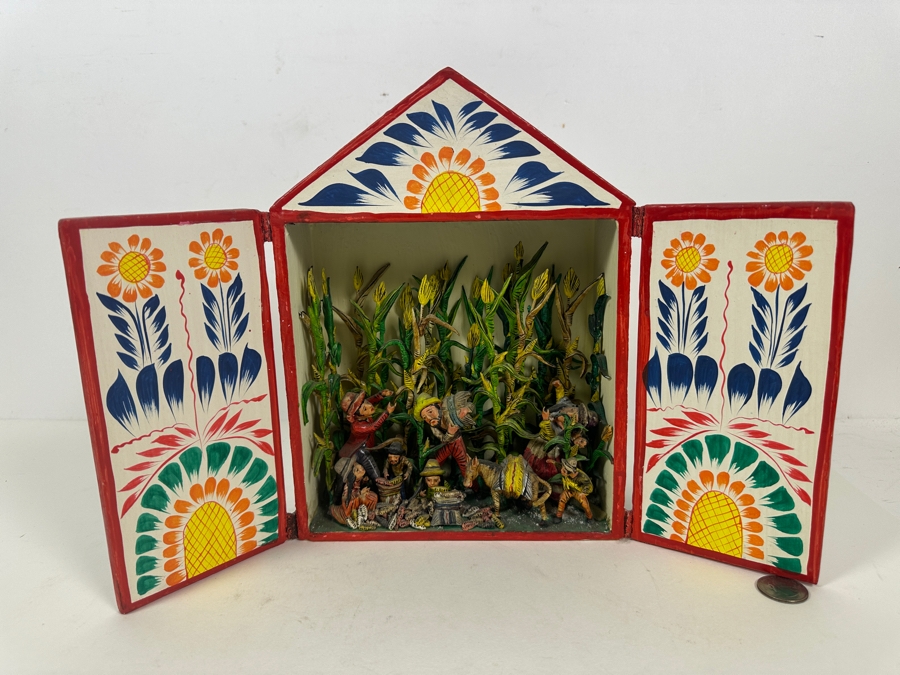 Nicario Jimenez Quispe (B. 1957, Peruvian/American) Stunning Peruvian Retablo 8W X 3D X 10.5H [Photo 16]