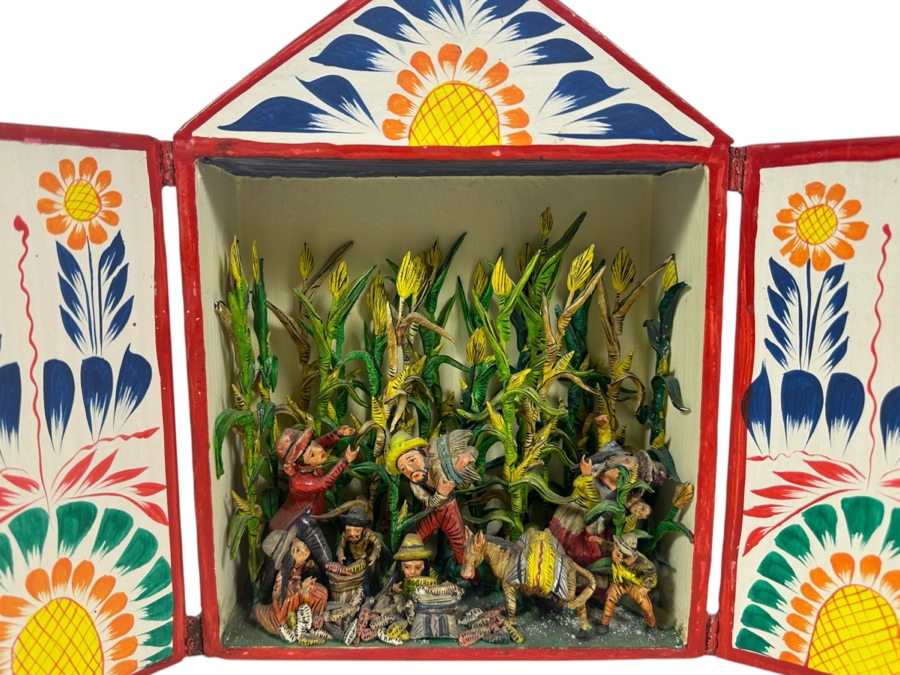 Nicario Jimenez Quispe (B. 1957, Peruvian/American) Stunning Peruvian Retablo 8W X 3D X 10.5H [Photo 1]