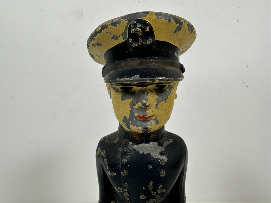 Antique US Navy Cadet Sailor Hand Painted Metal Statue Doorstop 7.25H [Photo 3]