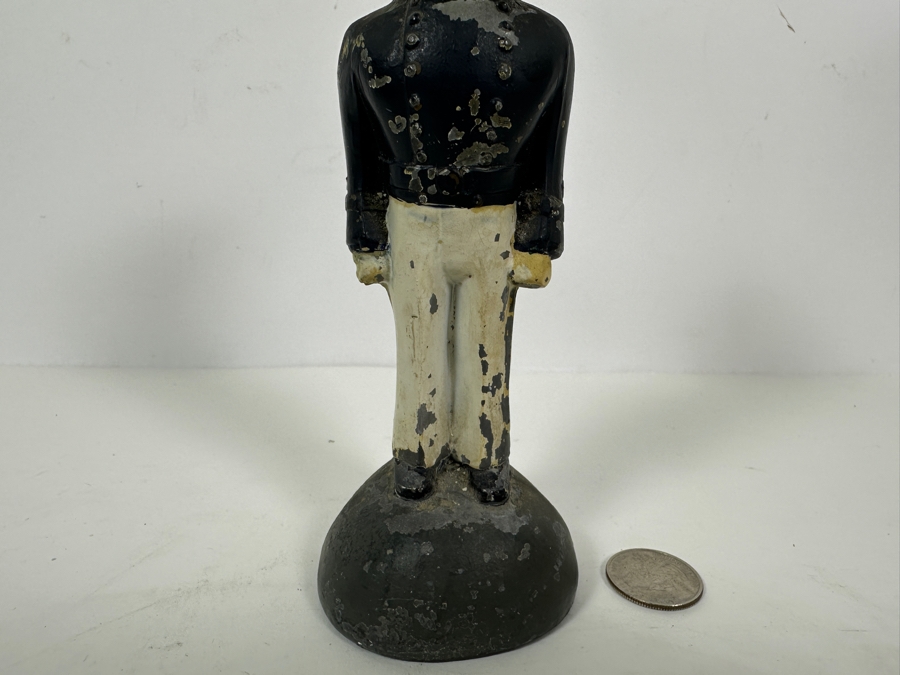 Antique US Navy Cadet Sailor Hand Painted Metal Statue Doorstop 7.25H [Photo 4]