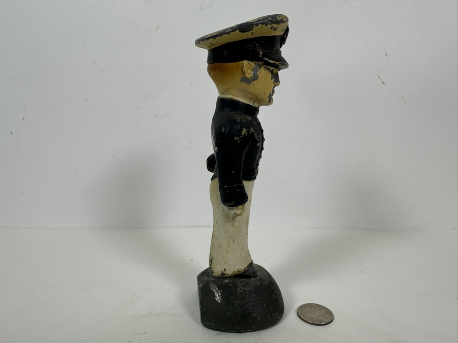 Antique US Navy Cadet Sailor Hand Painted Metal Statue Doorstop 7.25H [Photo 7]