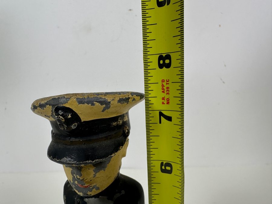 Antique US Navy Cadet Sailor Hand Painted Metal Statue Doorstop 7.25H [Photo 9]