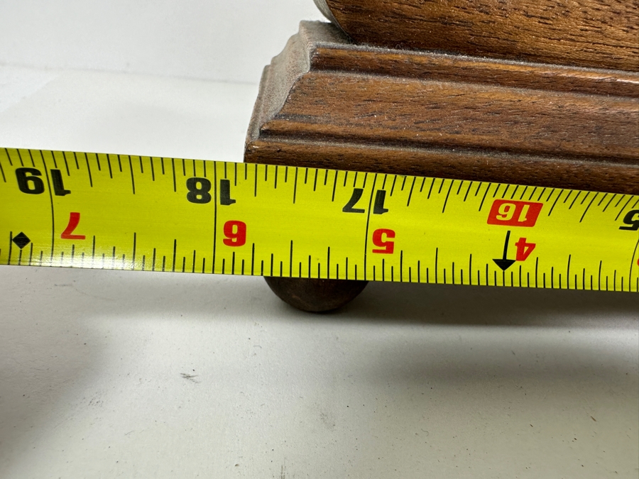 Vintage Waterbury Clock Co. Wood And Brass Ship's Wheel Mantle Clock Working With Deep Chimes 18W X 4D X 9.5H [Photo 7]