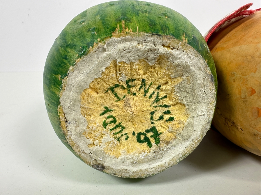 Pair Of Signed Judy Dennis 1997 Art Gourd Figurines 10.25H And 13.5H [Photo 10]