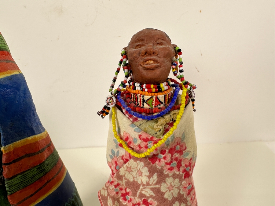 Pair Of Signed Judy Dennis 1997 Art Gourd Figurines 10.25H And 13.5H [Photo 4]