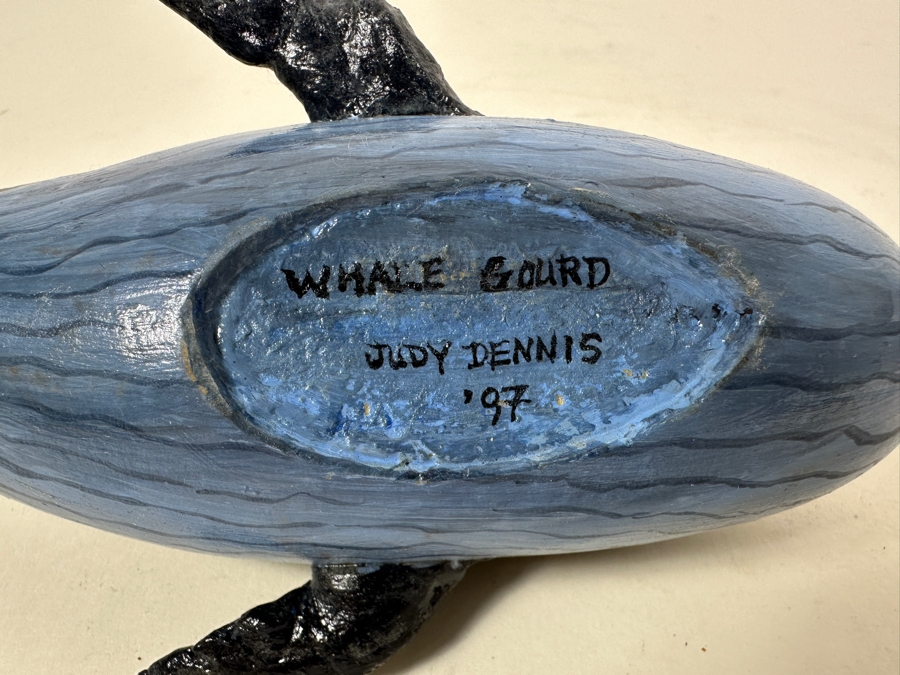 Hand Painted Whale Gourd By Judy Dennis 1997 8L [Photo 9]