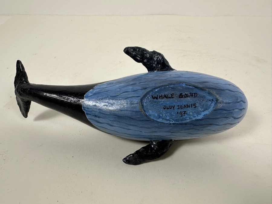 Hand Painted Whale Gourd By Judy Dennis 1997 8L [Photo 8]
