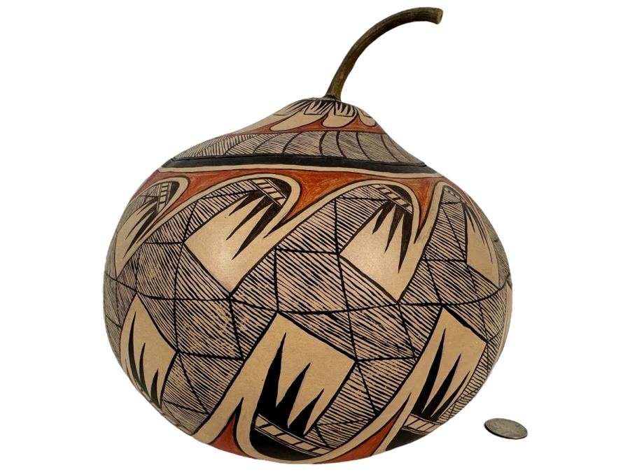 Hand Painted Gourd Artist Unknown 10W X 10H [Photo 1]