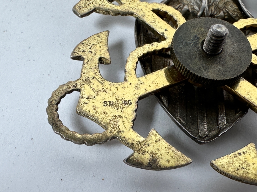 Vintage Sterling Silver US Navy Officer Hat Badge Pin And US Sterling Silver Vanguard N.Y. Pin 32g [Photo 7]