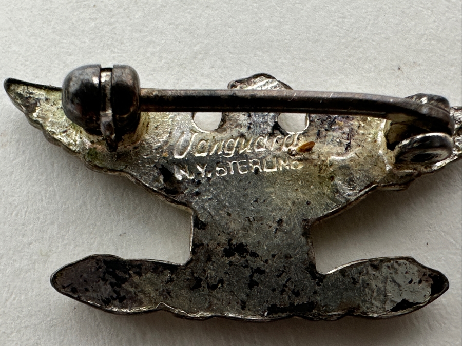 Vintage Sterling Silver US Navy Officer Hat Badge Pin And US Sterling Silver Vanguard N.Y. Pin 32g [Photo 9]