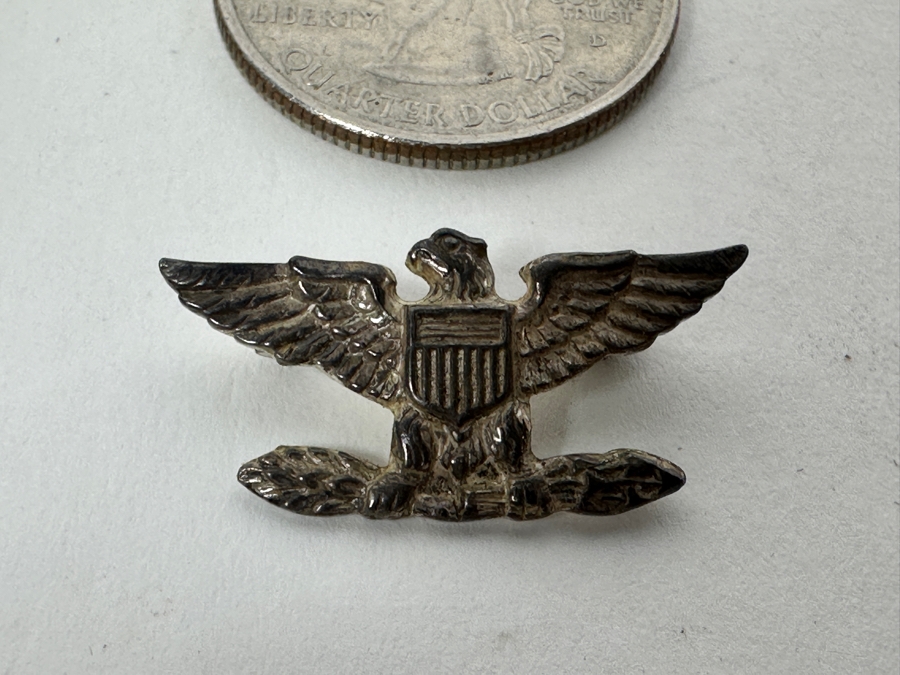 Vintage Sterling Silver US Navy Officer Hat Badge Pin And US Sterling Silver Vanguard N.Y. Pin 32g [Photo 8]