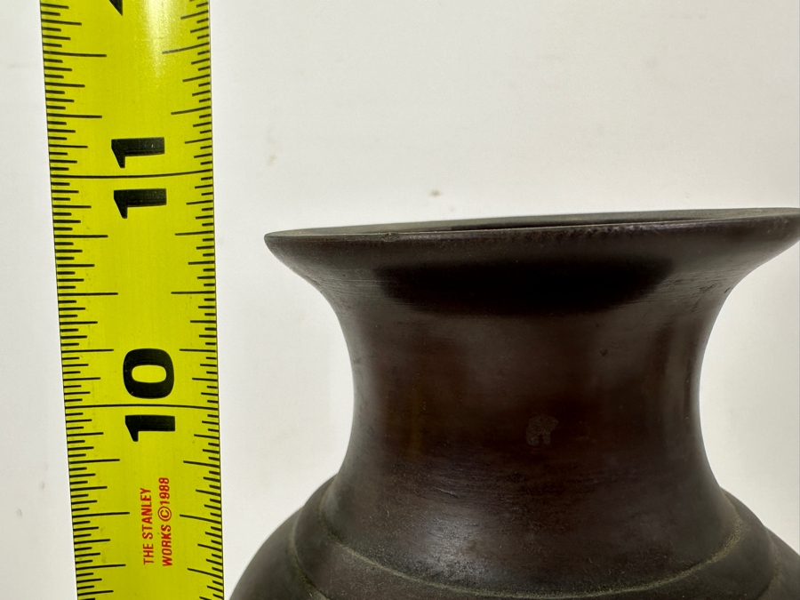 Antique Japanese Meiji Period Bronze Vase With Raised Flowers And Bird 11H 1,121g [Photo 11]