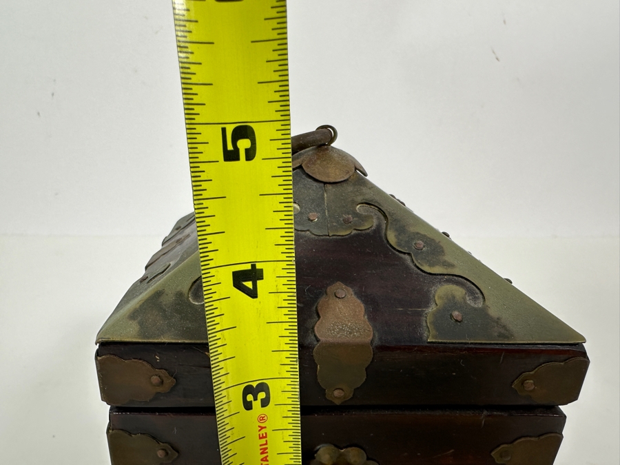 Vintage Korean Wooden & Brass Seal Box 4.25W X 4.25D X 5H [Photo 13]