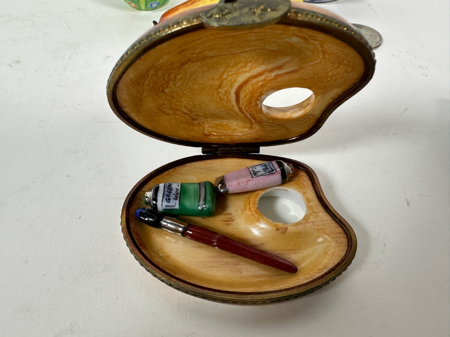 Collection Of Five Vintage Limoges France Hand Painted Porcelain Boxes [Photo 14]