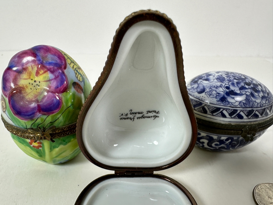 Collection Of Five Vintage Limoges France Hand Painted Porcelain Boxes [Photo 15]