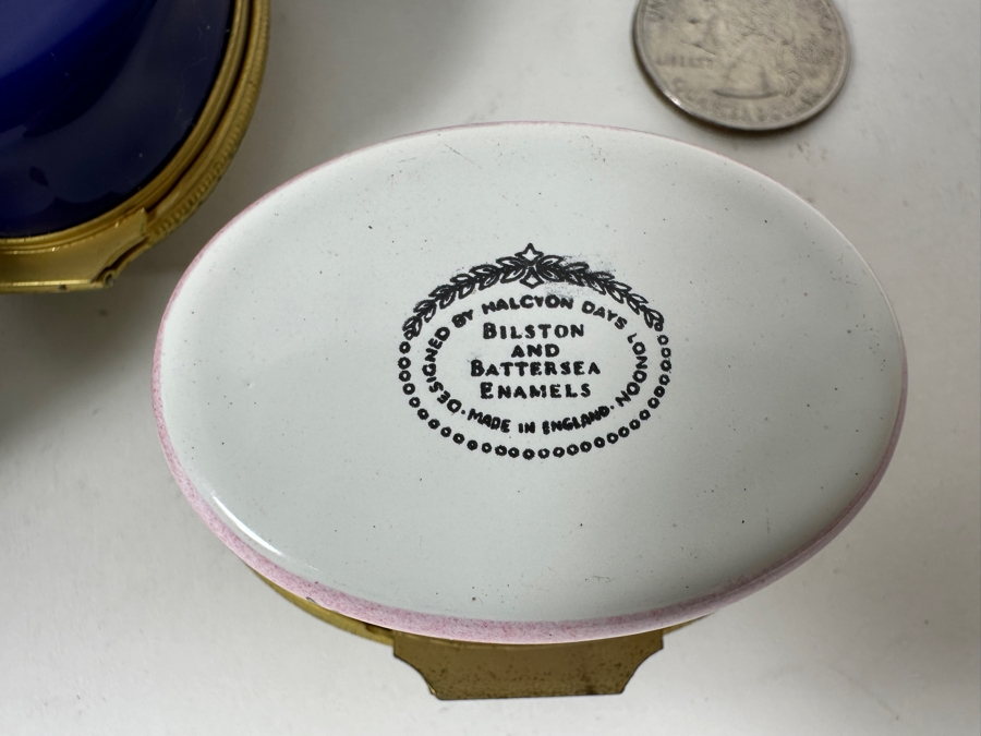 Collection Of Five Halcyon Days London England Bilston And Battersea Enamels Enamel Metal Boxes Made In England [Photo 9]