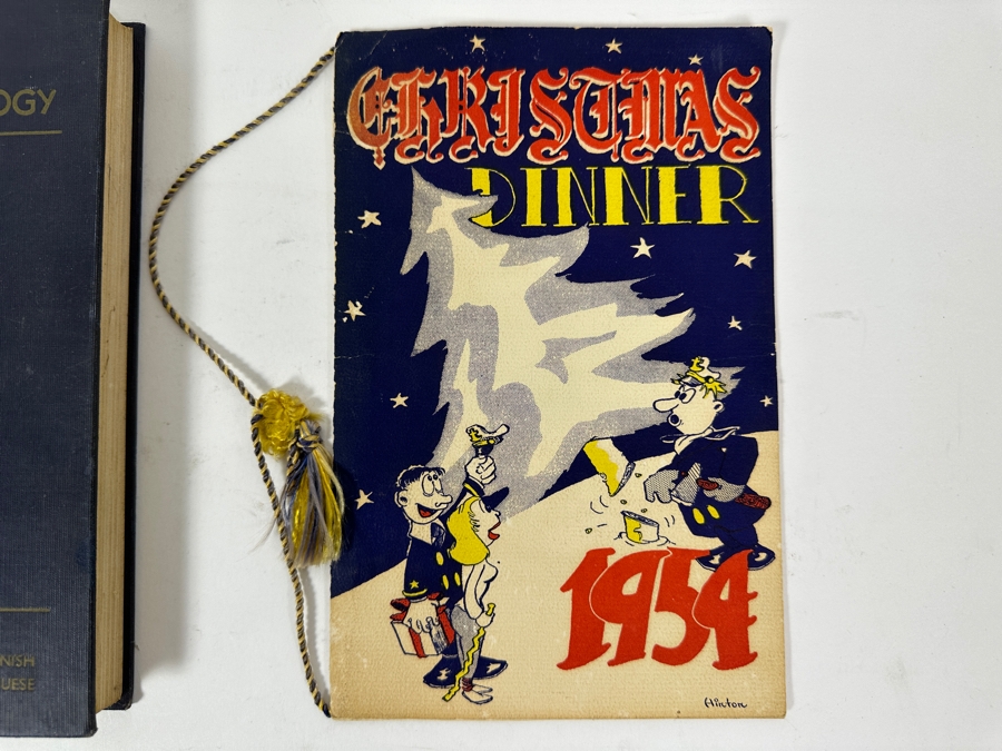 Vintage 1953 Hardcover Book Naval Phraseology From The Department Of Foreign Language U.S. Naval Academy And Vintage 1954 U.S. Naval Academy Christmas Dinner Menu [Photo 2]