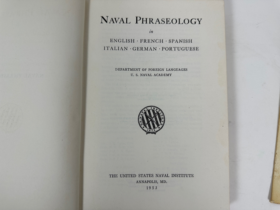 Vintage 1953 Hardcover Book Naval Phraseology From The Department Of Foreign Language U.S. Naval Academy And Vintage 1954 U.S. Naval Academy Christmas Dinner Menu [Photo 5]