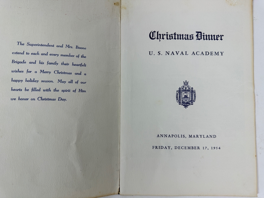 Vintage 1953 Hardcover Book Naval Phraseology From The Department Of Foreign Language U.S. Naval Academy And Vintage 1954 U.S. Naval Academy Christmas Dinner Menu [Photo 3]
