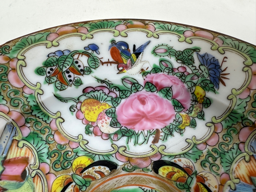 Vintage Chinese Hand Painted Famille Rose Medallion Porcelain Dish 7-1/8W [Photo 5]