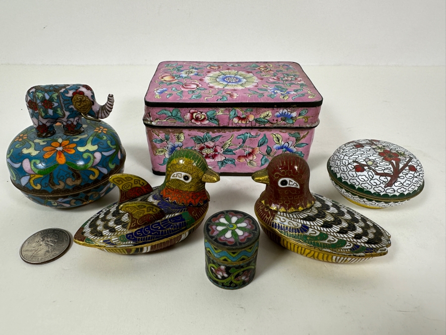 Vintage Chinese Cloisonne Enamel Box Collection [Photo 3]