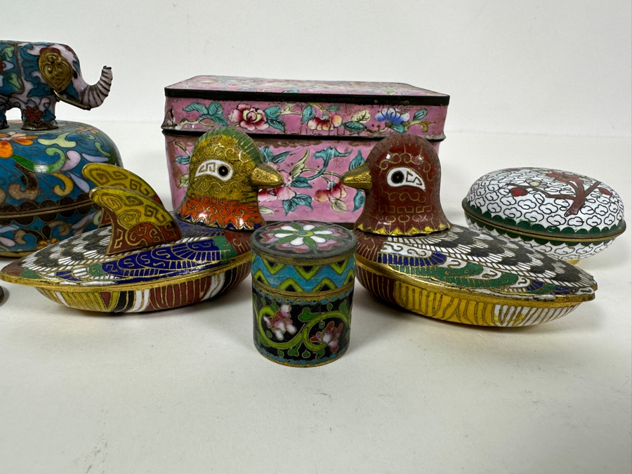 Vintage Chinese Cloisonne Enamel Box Collection [Photo 5]