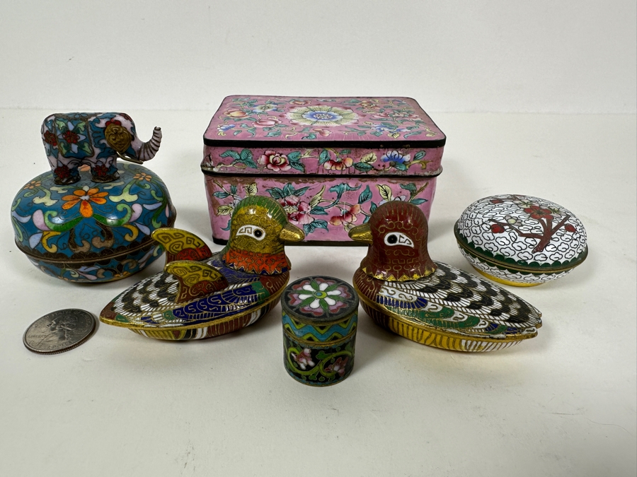 Vintage Chinese Cloisonne Enamel Box Collection [Photo 2]