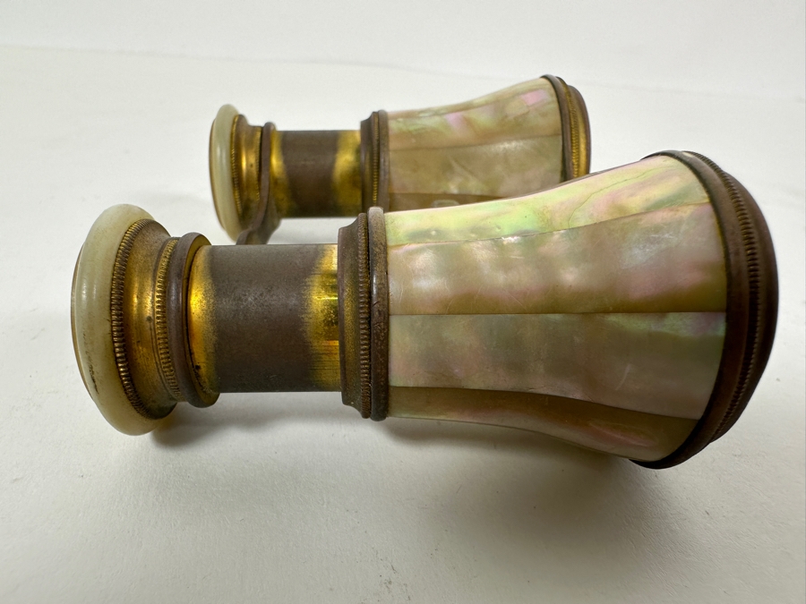 Antique Maier & Berkele Atlanta, GA Brass & Mother Of Pearl Opera Glasses Inscribed C. C. R. Dec. 25th 1890 4W X 3H [Photo 10]