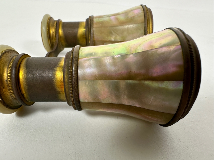 Antique Maier & Berkele Atlanta, GA Brass & Mother Of Pearl Opera Glasses Inscribed C. C. R. Dec. 25th 1890 4W X 3H [Photo 9]