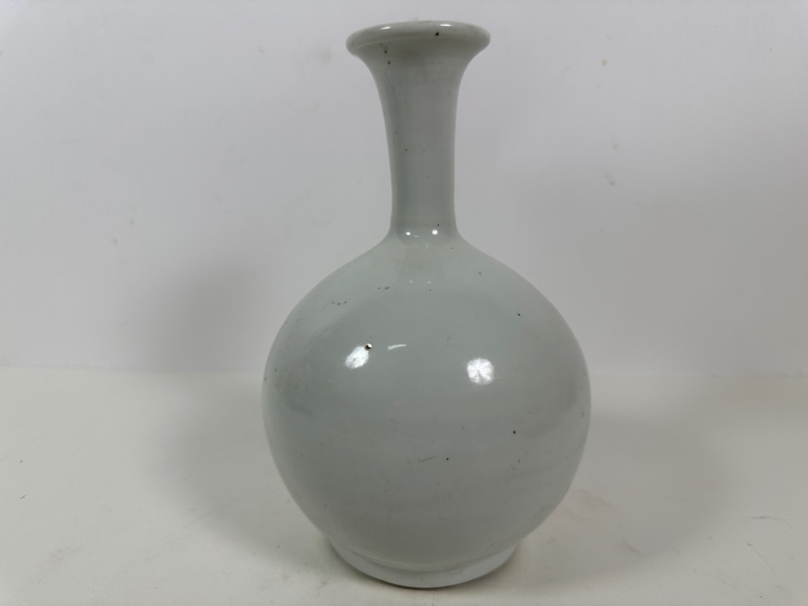 Antique White Porcelain Asian Vase - Bottom Has Cracks - See Photos 9.25H [Photo 7]