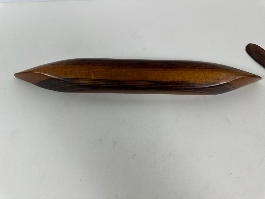 Carved Wooden Sea Turtle And Canoe With Paddle 13.5L [Photo 7]