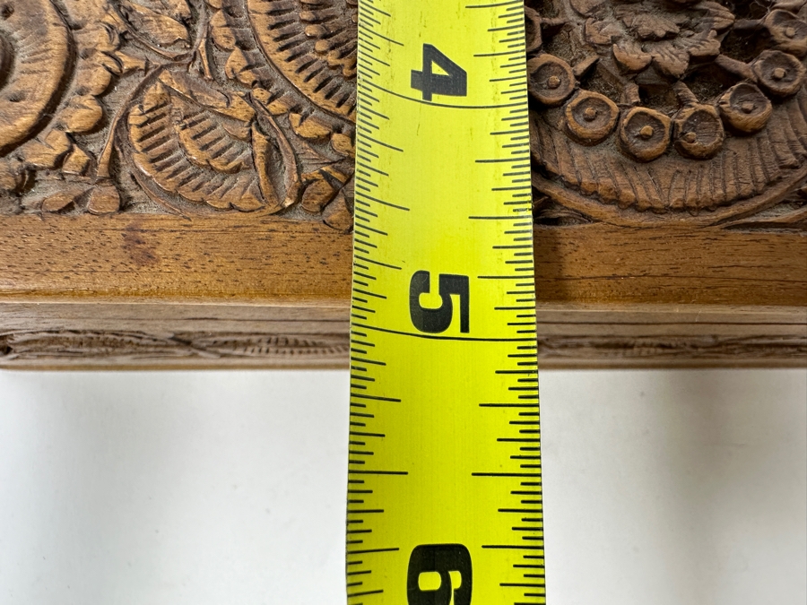 Carved Wooden Indian Box Filled With Vintage Buttons - See Photos 8W X 5D X 2H [Photo 14]