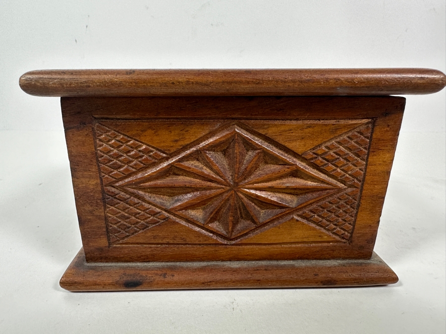 Just Added - Antique Wood Inlaid Cigarette Dispenser Box 5W X 4D X 3H [Photo 8]