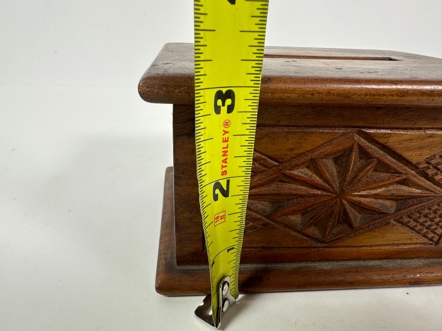 Just Added - Antique Wood Inlaid Cigarette Dispenser Box 5W X 4D X 3H [Photo 13]