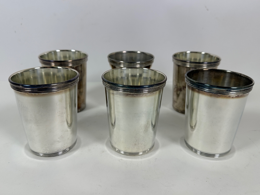 Set Of Six El De Uberti Italy Crown Silverplate Mint Julep Cups 3.75H [Photo 2]