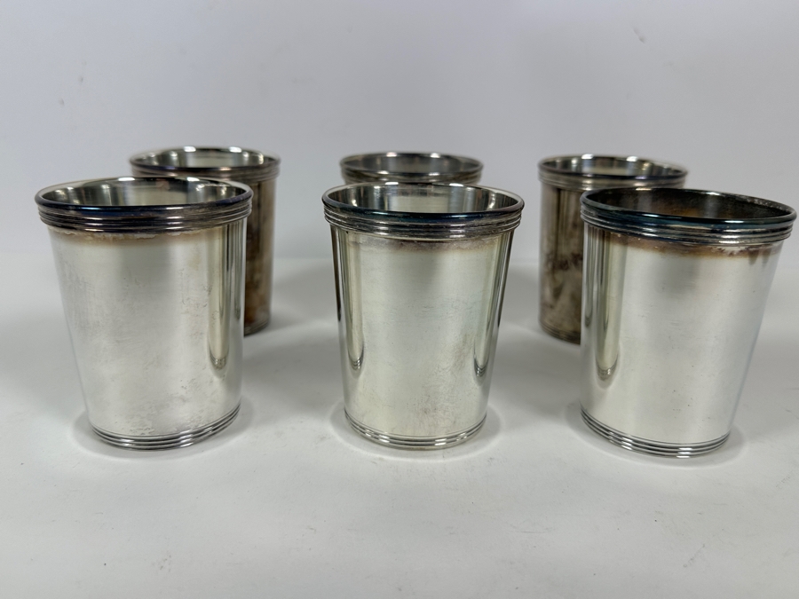 Set Of Six El De Uberti Italy Crown Silverplate Mint Julep Cups 3.75H [Photo 3]