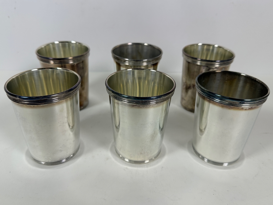 Set Of Six El De Uberti Italy Crown Silverplate Mint Julep Cups 3.75H [Photo 4]