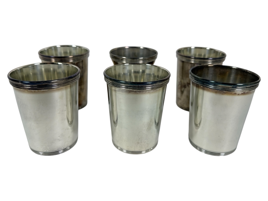 Set Of Six El De Uberti Italy Crown Silverplate Mint Julep Cups 3.75H [Photo 1]