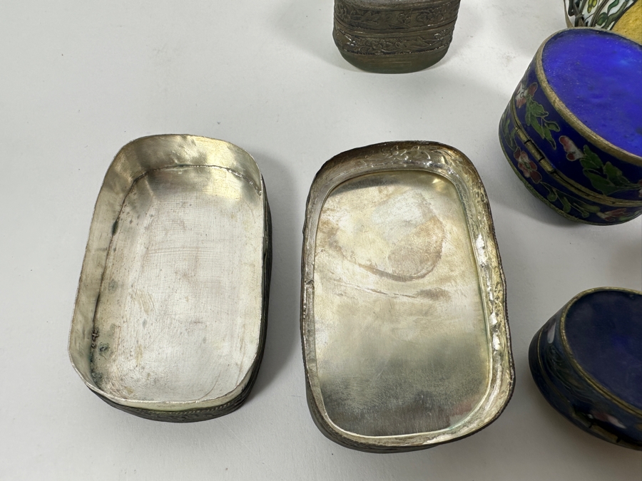 Six Vintage Asian Porcelain Cloisonne Metal Boxes [Photo 11]
