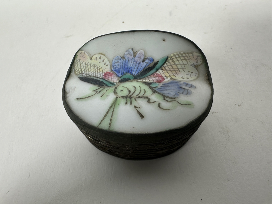 Six Vintage Asian Porcelain Cloisonne Metal Boxes [Photo 2]